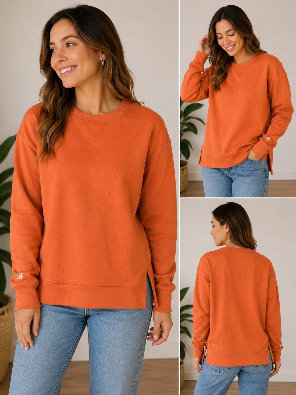 New Balance Orange Crewneck Pullover Sweatshirt